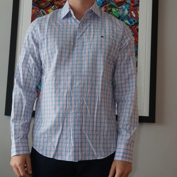 Vineyard Vines Slim Flit Whale Shirt 100% cotton, size M - Picture 1 of 4